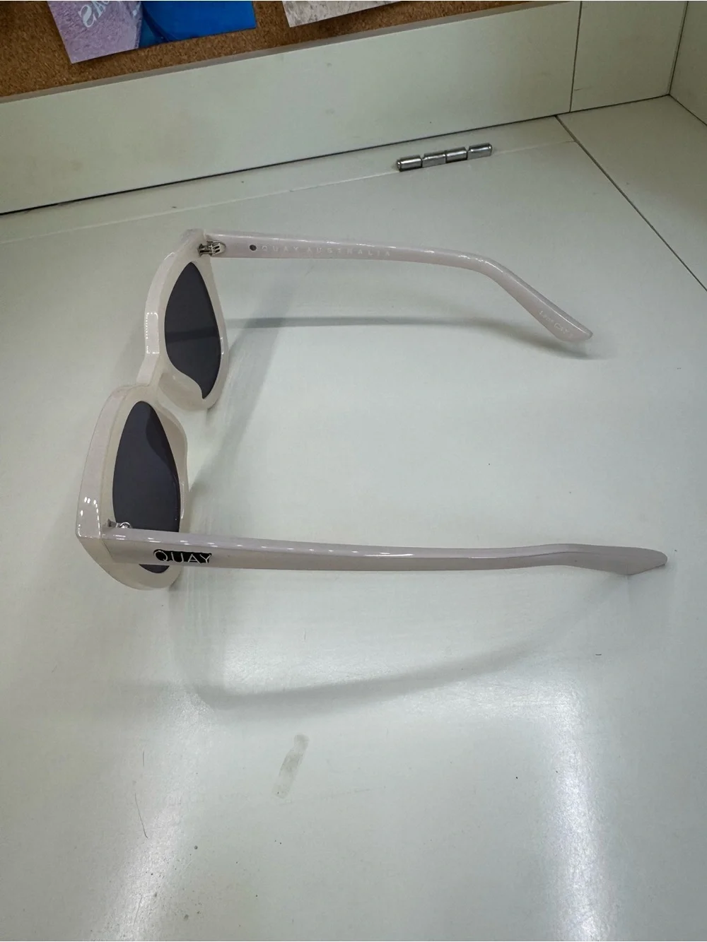 Quay Australia Cream Frame Sunglasses with Rose Lenses